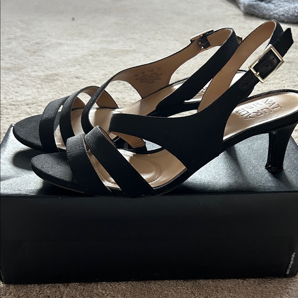 Naturalizer Black Strappy Heels